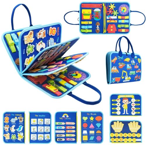 Montessori Busy Board för Barn 1-4 År, 12-Sidig Aktivitetsleksak